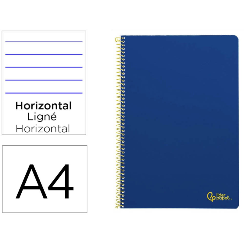 Cuaderno espiral liderpapel a4 smart tapa blanda 80h 75gr rayado horizontal con margen color azul oscuro