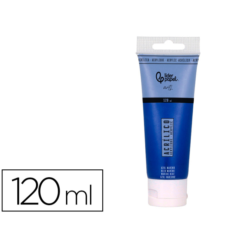 Pintura acrilica liderpapel tubo de plastico de 120 ml color azul marino