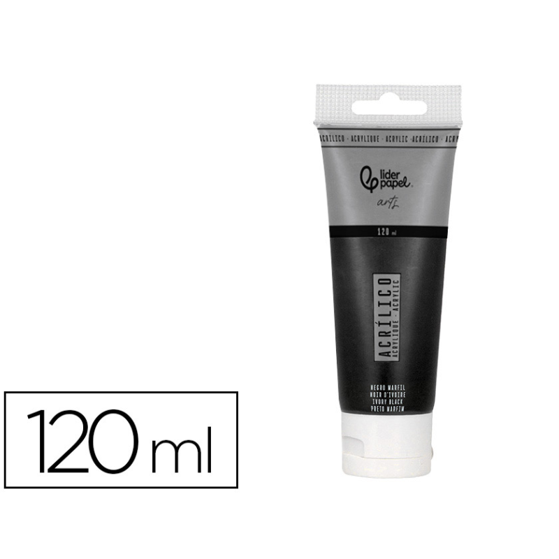 Pintura acrilica liderpapel tubo de plastico de 120 ml color negro marfil