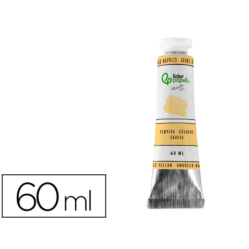 Pintura gouache/tempera liderpapel tubo de aluminio de 60 ml color amarillo napoles