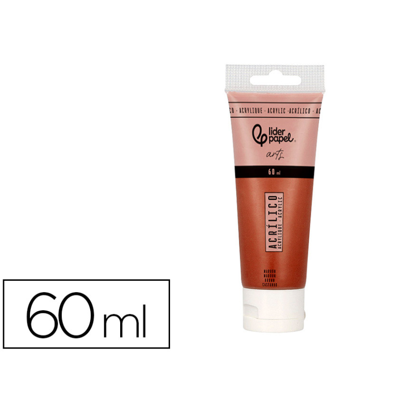 Pintura acrilica liderpapel tubo de plastico de 60 ml color marron