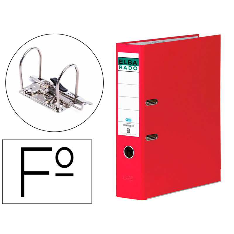 Archivador de palanca elba carton forrado folio rojo lomo de 80 mm rado chic
