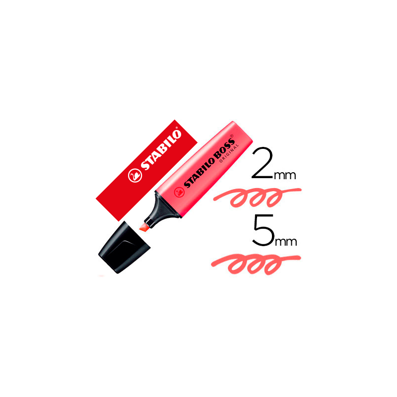 Rotulador stabilo boss fluorescente 70 rojo
