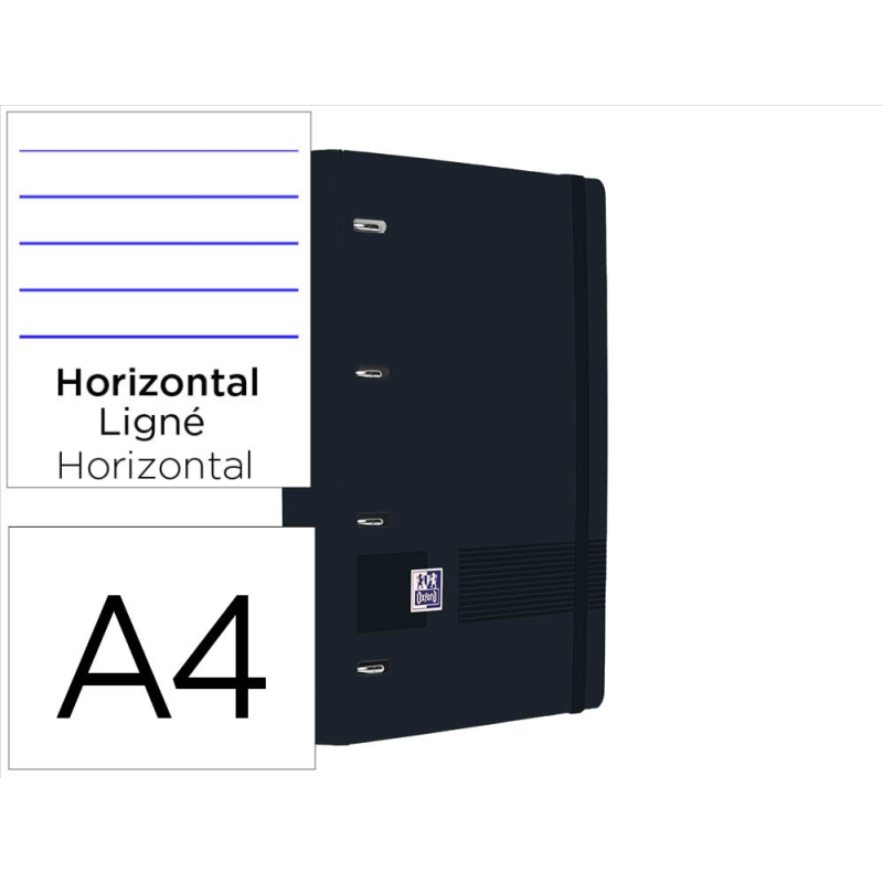 Archivador oxford eurobinder+ live&go polyfoam din a4+ 120 hojas horizontal color negro