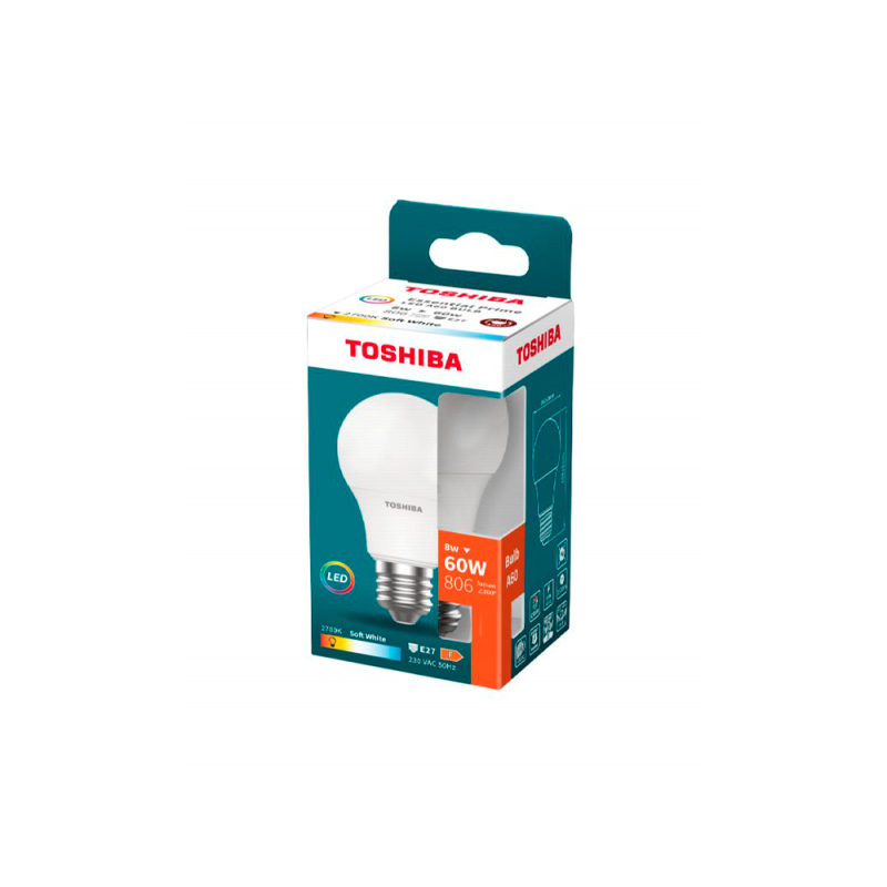 Bombilla led toshiba essential a60 e27 8w luz calida 2700k