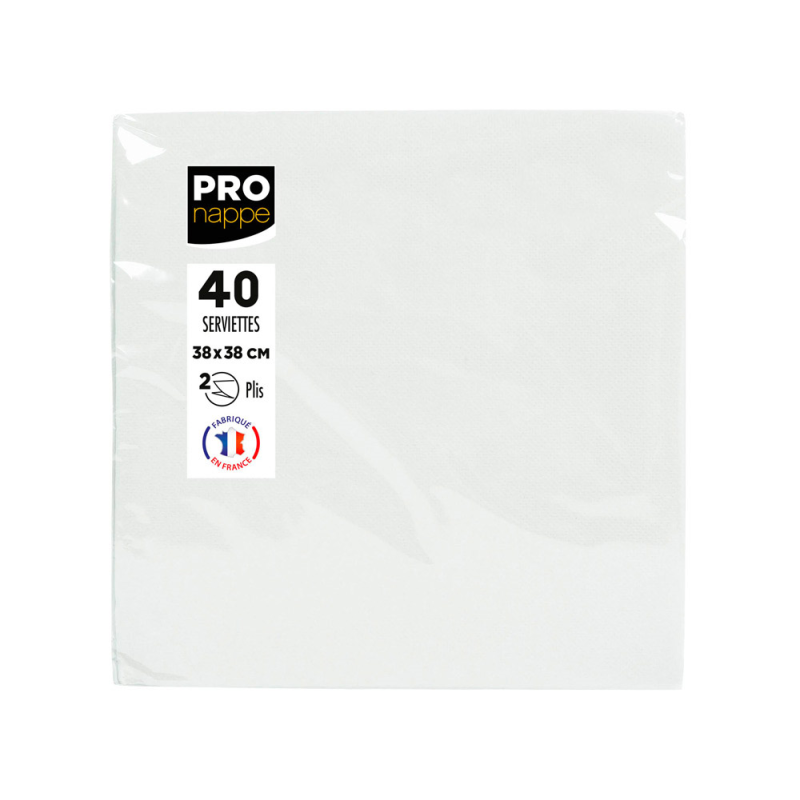 Servilleta pronappe celulosa micro grofada 38x38 cm 2 capas color blanco paquete de 40 unidades