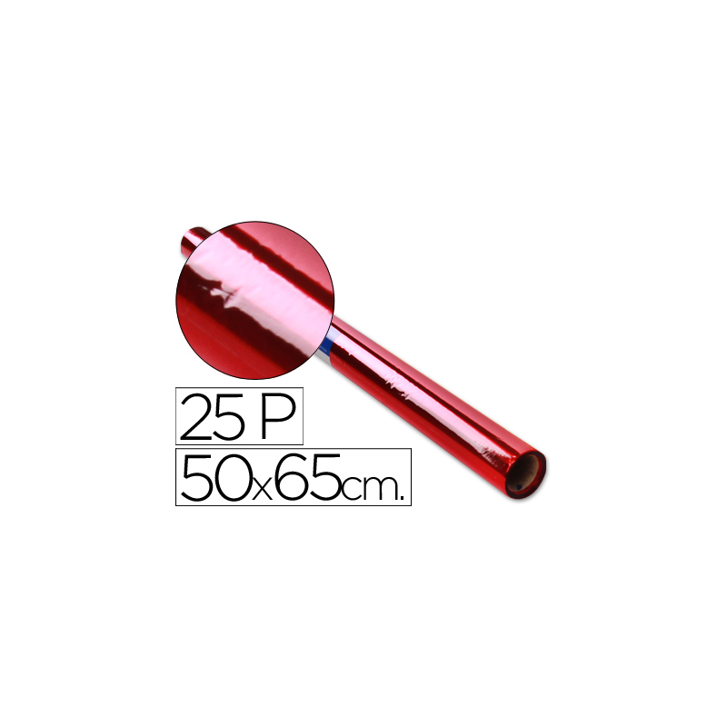 Papel celofan rollo trepado rojo 25 hojas de 50x65 cm