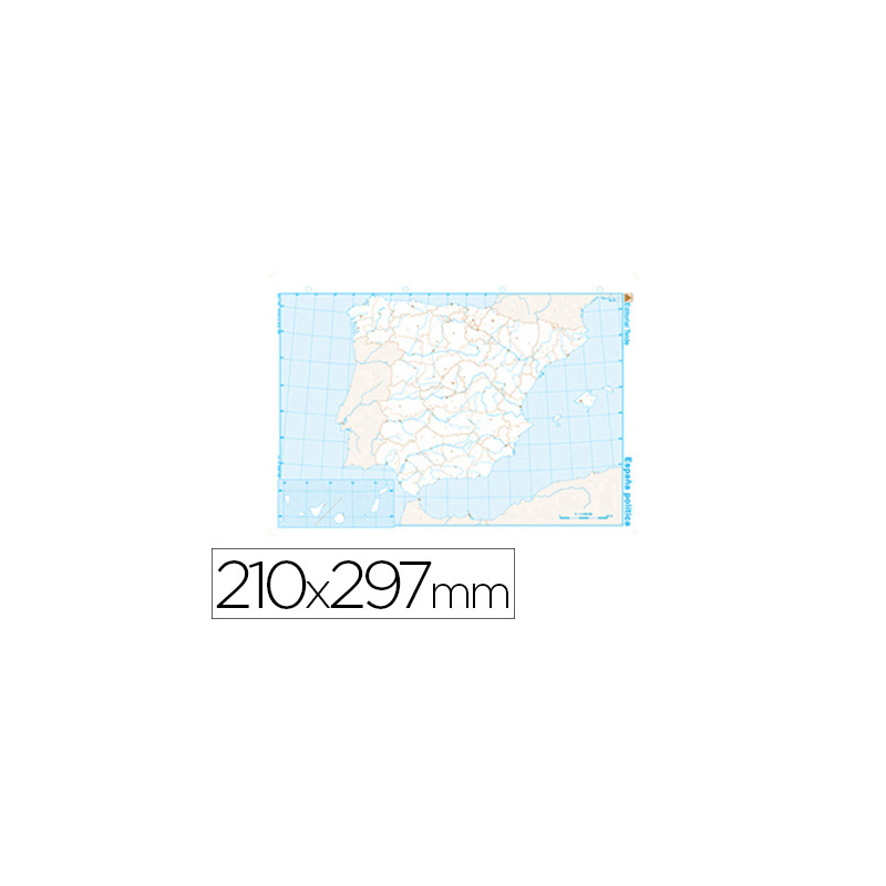 Mapa mudo b/n din a4 españa politico