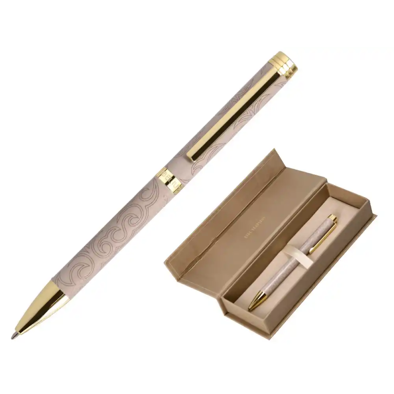 Boligrafo belius wild west aluminio color beige dorado tinta color azul caja de diseño