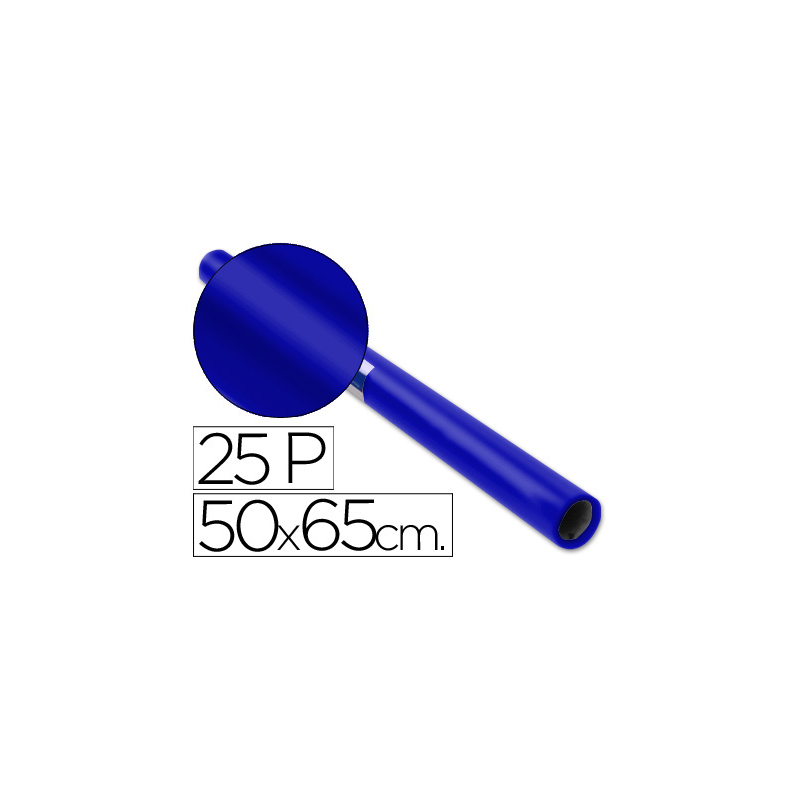 Papel charol azul rollo 25 hojas de 50x65 cm
