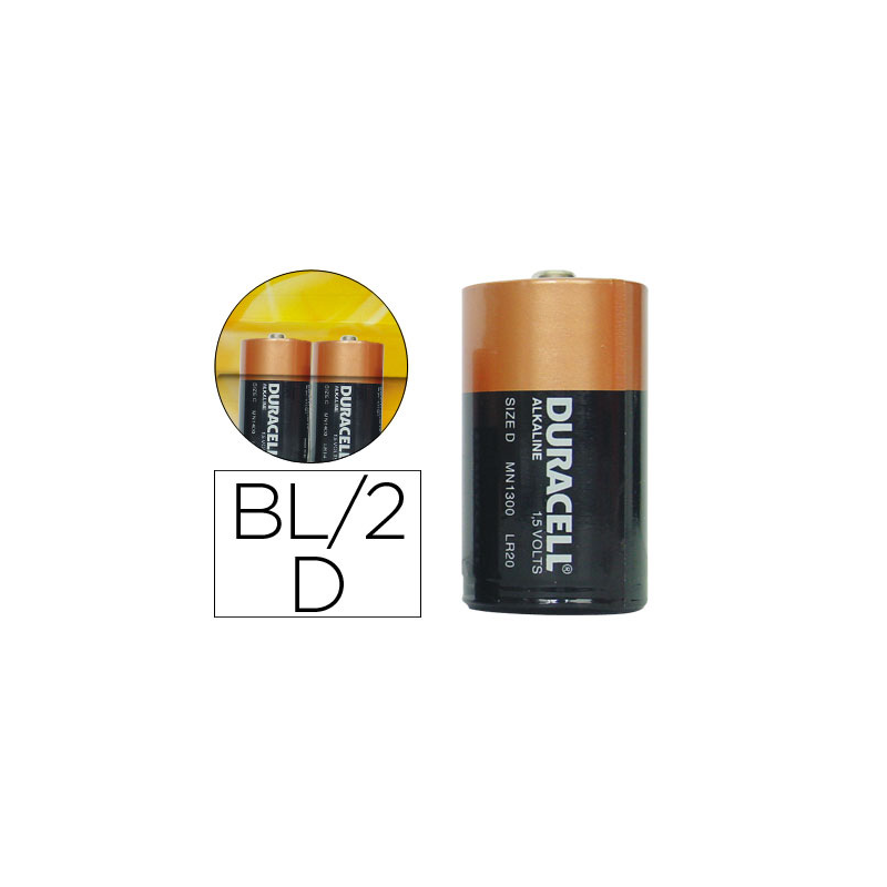 Pila duracell alcalina plus d blister de 2 unidades