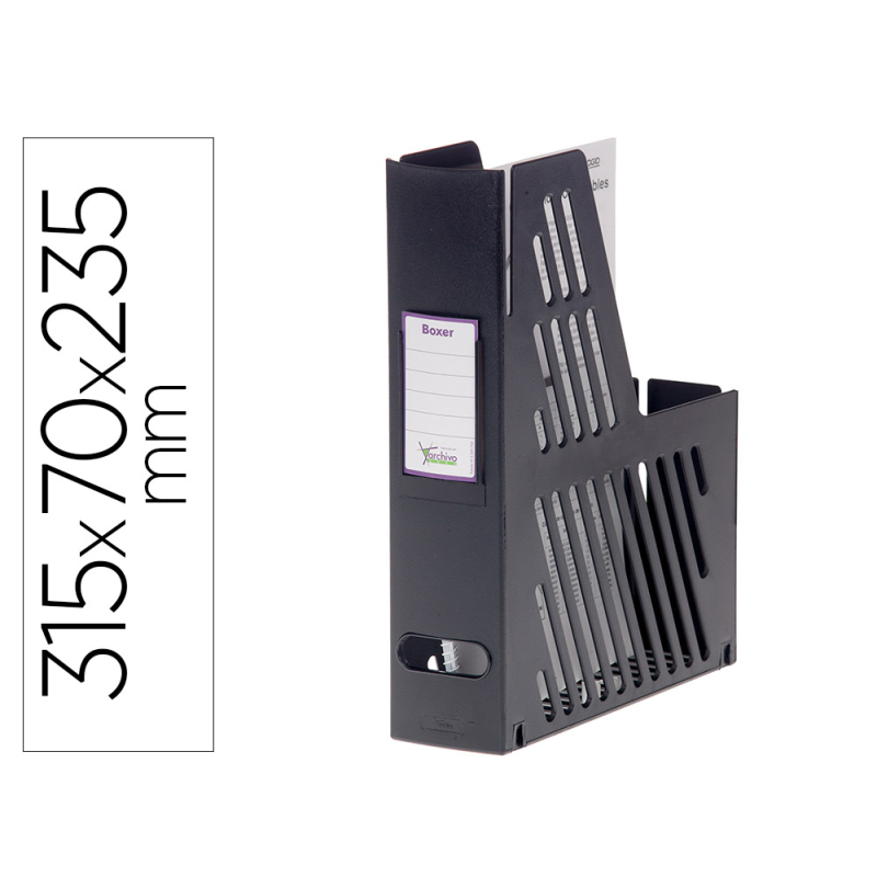 Revistero boxer archivo 2000 cajetin con tarjetero identificador negro 240x75x315 mm