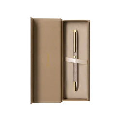 Boligrafo belius wild west aluminio color beige dorado tinta color azul caja de diseño