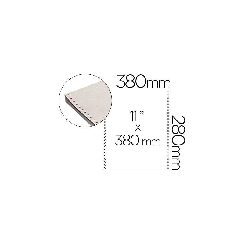 Papel continuo 380x11 blanco caja de 2500 hojas