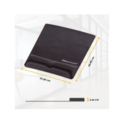 Alfombrilla para raton fellowes canal health-v negra con reposamuñecas de gel 222x209,6x251 mm