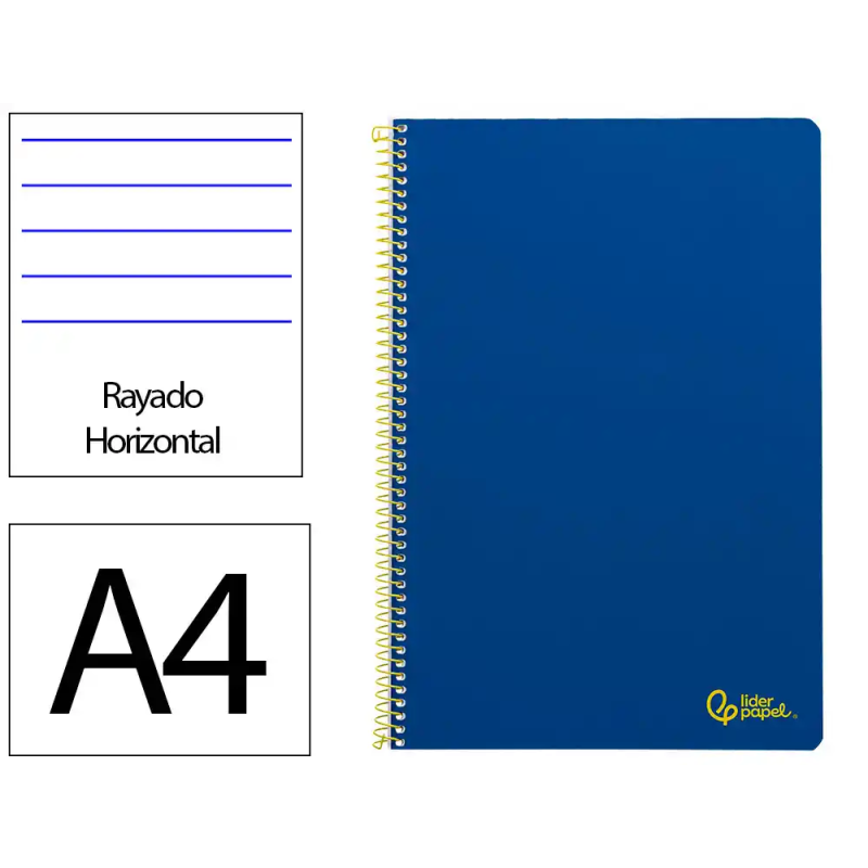 Cuaderno espiral liderpapel a4 smart tapa blanda 80h 75gr rayado horizontal con margen color azul oscuro