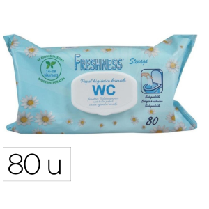 Papel higienico humedo freshness paquete con tapa de 80 unidades