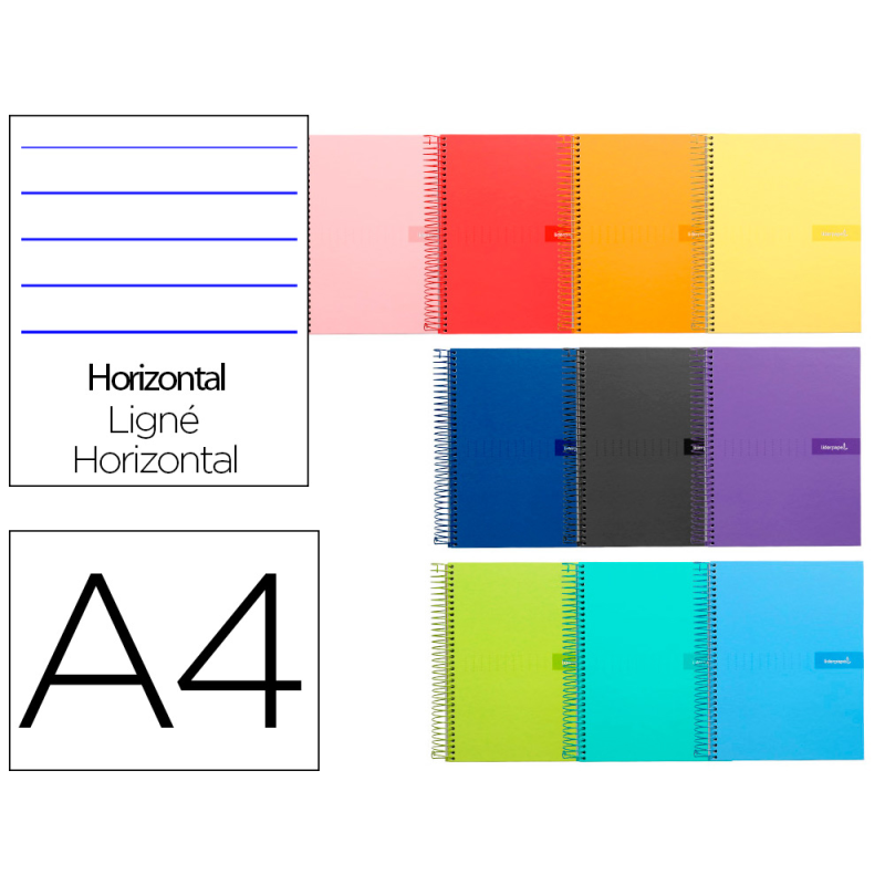 Cuaderno espiral liderpapel a4 crafty tapa forrada 80h 90gr rayado horizontal con margen colores surtidos