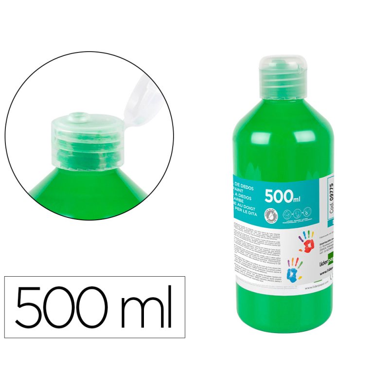 Pintura dedos liderpapel botella de 500 ml verde