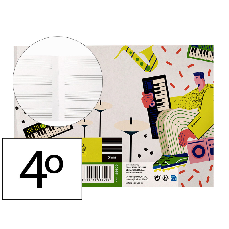 Cuaderno espiral liderpapel folio smart tapa blanda 80h 60gr cuadro 3mm con margen colores surtidos