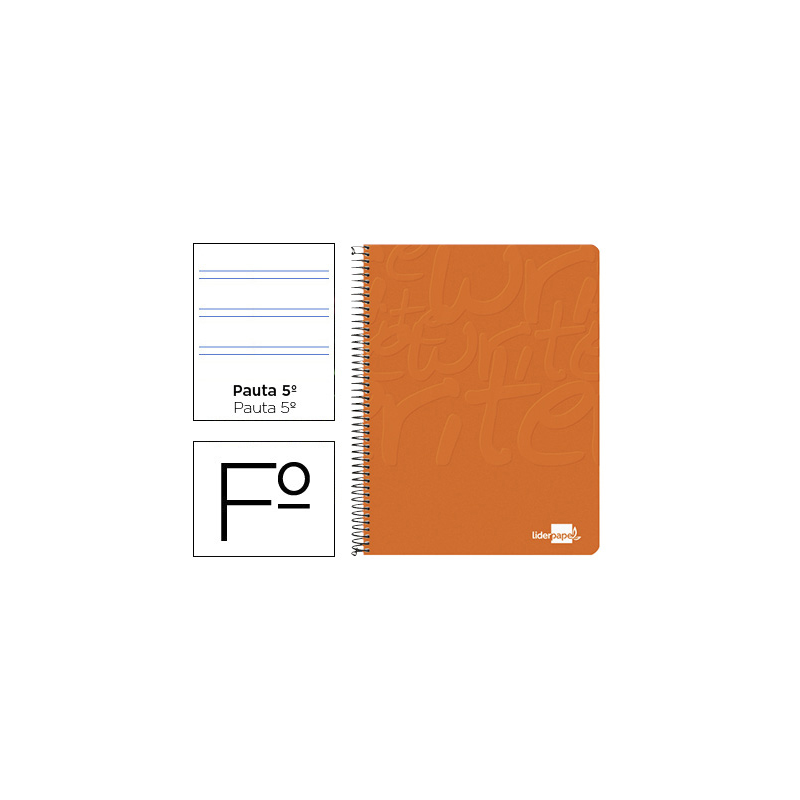 Cuaderno espiral liderpapel folio write tapa blanda 80h 60gr pauta 2,5 mm con margen color naranja