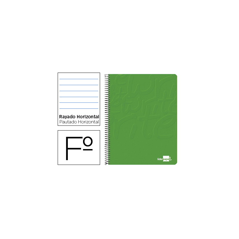 Cuaderno espiral liderpapel folio write tapa blanda 80h 60gr horizontal con margen color verde