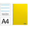 Cuaderno espiral liderpapel a4 smart tapa blanda 80h 75gr pauta 2,5mm con margen color amarillo
