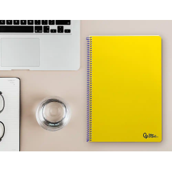 Cuaderno espiral liderpapel a4 smart tapa blanda 80h 75gr pauta 2,5mm con margen color amarillo