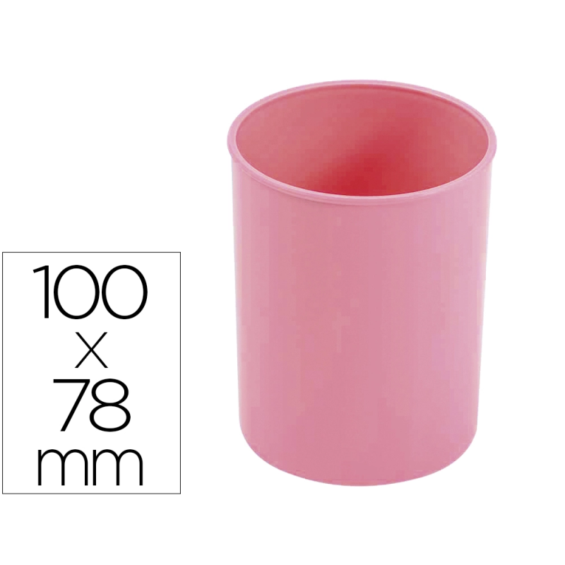 Cubilete portalapices faibo rosa pastel opaco plastico diametro 78 mm alto 100 mm