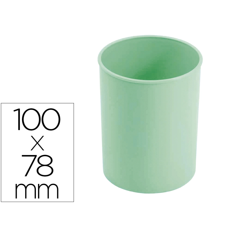 Cubilete portalapices faibo verde pastel opaco plastico diametro 78 mm alto 100 mm