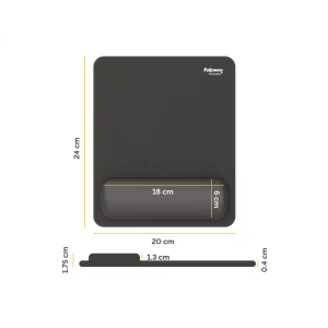 Alfombrilla para raton fellowes con reposamuñecas breyta negro 250x210x25 mm