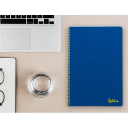 Cuaderno espiral liderpapel a4 smart tapa blanda 80h 75gr pauta 2,5mm con margen color azul oscuro