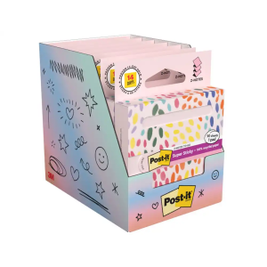 Bloc de notas adhesivas quita y pon post it z-notas super sticky 100% pefc 76x76 mm dispensador 90 hojas rosa