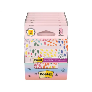 Bloc de notas adhesivas quita y pon post it z-notas super sticky 100% pefc 76x76 mm dispensador 90 hojas rosa