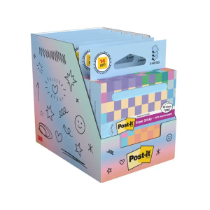 Bloc de notas adhesivas quita y pon post it z-notas super sticky 100% pefc 76x76 mm dispensador 90 hojas azul