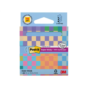 Bloc de notas adhesivas quita y pon post it z-notas super sticky 100% pefc 76x76 mm dispensador 90 hojas azul