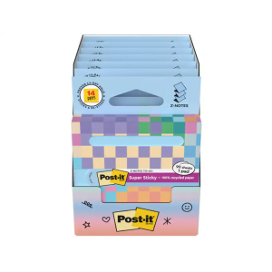 Bloc de notas adhesivas quita y pon post it z-notas super sticky 100% pefc 76x76 mm dispensador 90 hojas azul