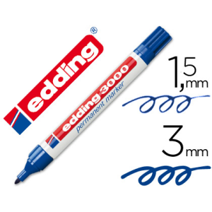Rotulador edding marcador permanente 3000 azul punta redonda 1,5-3 mm recargable