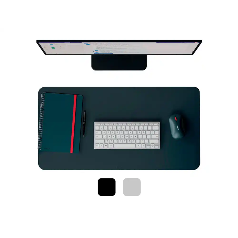 Alfombrilla de escritorio leitz piel reciclada color gris oscuro 700x360 mm