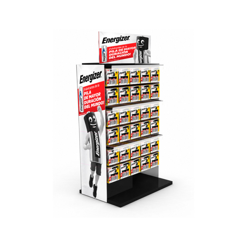 Pila energizer expositor de sobremesa metalico 30 ganchos con 274 blister surtidos 1280x480x280 mm