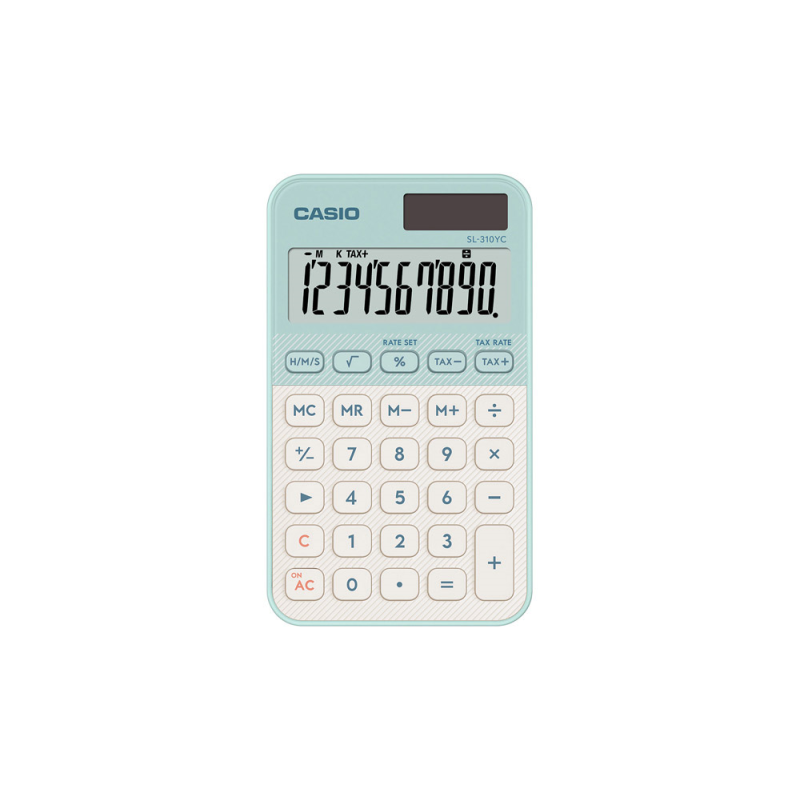 Calculadora casio sl-310yc bolsillo 12 digitos teclas tax +/- color verde claro