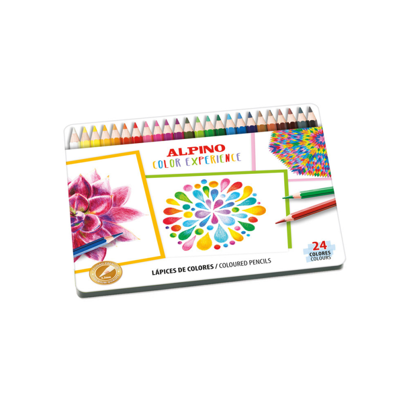 Lapices de colores alpino color experience caja metalica de 24 unidades colores surtidos