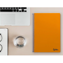 Cuaderno espiral liderpapel a4 smart tapa blanda 80h 75gr pauta 2,5mm con margen color naranja