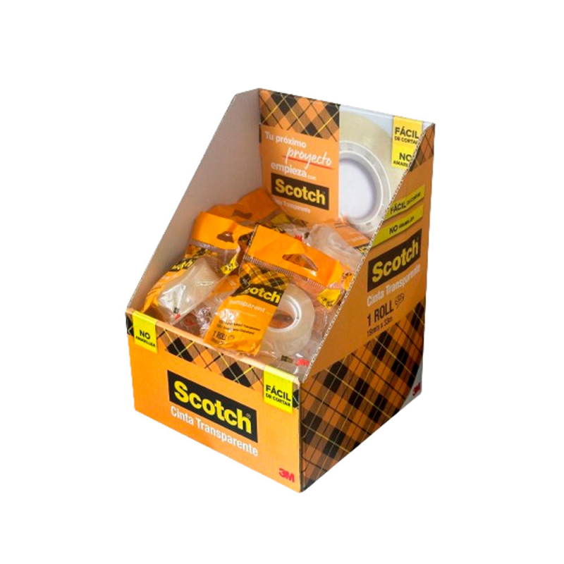 Cinta adhesiva scotch 508 transparente 33x19 mm facil de cortar expositor de 48 unidades