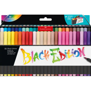 Rotulador faber castell black edition punta de pincel caja de 50 unidades colores surtidos