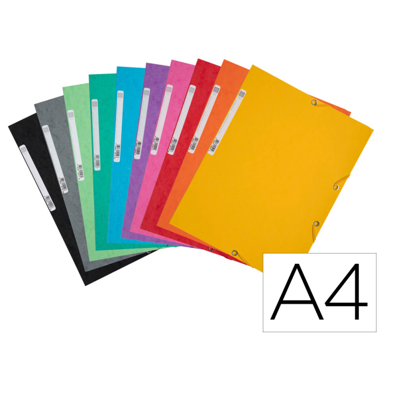 Carpeta exacompta gomas tres solapas carton 400 g din a4 colores surtidos