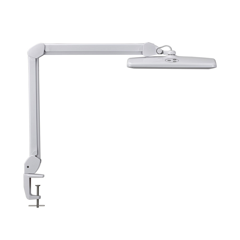 Lampara de escritorio maul led con pinza cabezal inclinable y giratorio color blanco