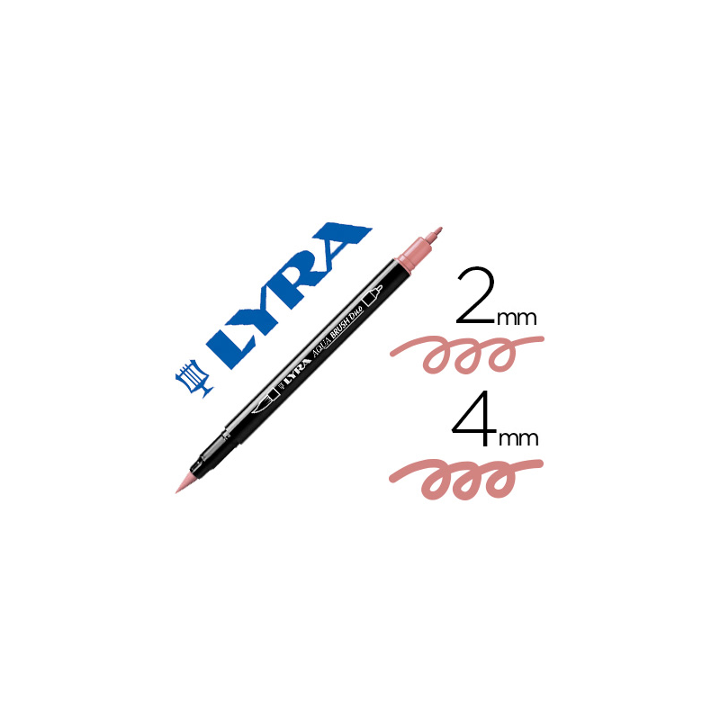 Rotulador lyra aqua brush acuarelable doble punta fina y pincel rosa carmin