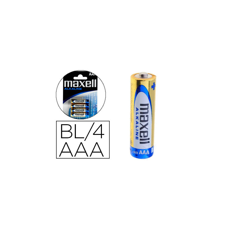 Pila maxell alcalina 1.5 v tipo aaa lr03 blister de 4 unidades