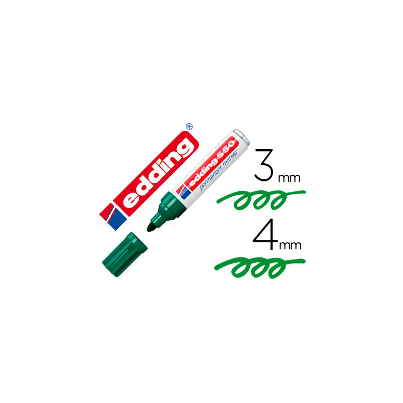 Rotulador edding punta fibra permanente 550 verde n. 4 punta redonda recargable